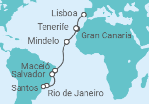 Itinerario del Crucero España, Cabo Verde, Brasil TI - Costa Cruceros