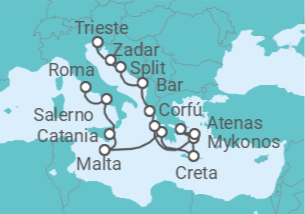 Itinerario del Crucero Collage Mediterráneo - Oceania Cruises