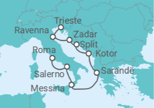 Itinerario del Crucero La bota hermosa - Oceania Cruises