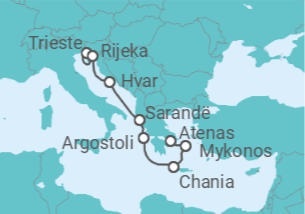 Itinerario del Crucero De Dalmacia a las Islas Griegas - Oceania Cruises