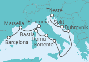 Itinerario del Crucero Gloria Mediterránea - Oceania Cruises