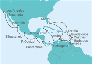 Itinerario del Crucero Puertos de vacaciones y Hollywood - Oceania Cruises