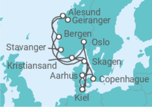 Itinerario del Crucero Noruega, Dinamarca, Alemania - AIDA