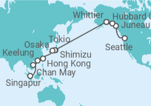 Itinerario del Crucero Gran aventura en el sudeste asiático, Japón y Alaska - Princess Cruises
