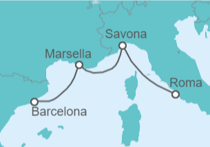 Itinerario del Crucero Francia, Italia - Costa Cruceros
