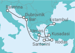 Itinerario del Crucero Islas griegas: Santorini y Atenas  - NCL Norwegian Cruise Line
