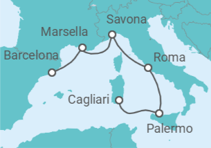 Itinerario del Crucero Italia, Francia - Costa Cruceros