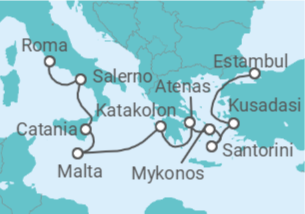 Itinerario del Crucero Islas griegas: Santorini, Atenas y MiKonos - NCL Norwegian Cruise Line
