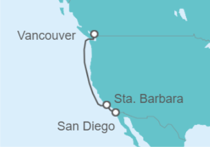 Itinerario del Crucero Vancouver, Columbia Britanica, Canadá - Eurodam - Holland America Line