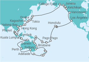 Itinerario del Crucero Gran Círculo del Pacífico - Princess Cruises