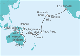 Itinerario del Crucero Cruce de Hawái y el Pacífico Sur - Princess Cruises
