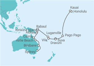 Itinerario del Crucero Cruce de Hawái y el Pacífico Sur - Princess Cruises