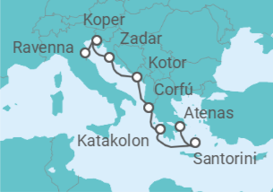 Itinerario del Crucero  Islas griegas: Santorini, Olympia y Croacia - NCL Norwegian Cruise Line