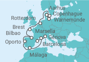 Itinerario del Crucero Desde Copenhague a Barcelona - MSC Cruceros