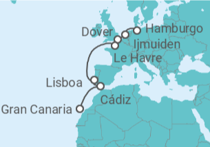 Itinerario del Crucero Holanda, Reino Unido, Francia, Portugal, España TI - Costa Cruceros