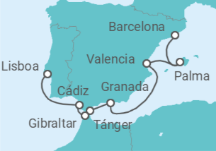 Itinerario del Crucero España, Gibraltar, Marruecos - NCL Norwegian Cruise Line
