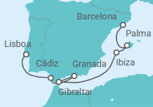 Itinerario del Crucero España, Gibraltar - NCL Norwegian Cruise Line