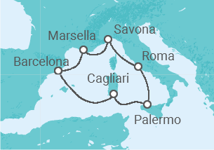 Itinerario del Crucero Italia, Francia, España TI - Costa Cruceros