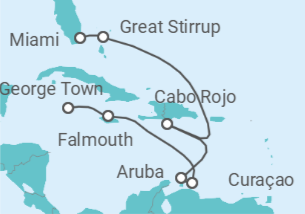 Itinerario del Crucero El Caribe: Curazao, Aruba y  República Dominicana - NCL Norwegian Cruise Line