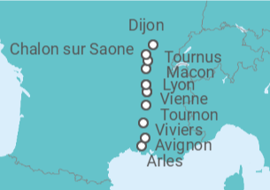 Itinerario del Crucero Lo mejor de Borgoña y la Provenza - AmaWaterways