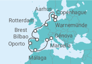Itinerario del Crucero Desde Copenhague a Génova - MSC Cruceros