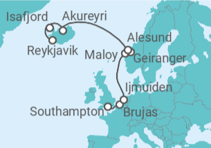 Itinerario del Crucero Noruega, Islandia y Bélgica - NCL Norwegian Cruise Line