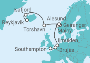 Itinerario del Crucero Noruega, Islandia y Bélgica - NCL Norwegian Cruise Line