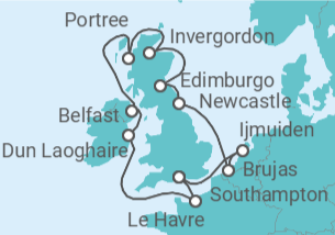 Itinerario del Crucero Islas Británicas: Inglaterra, Irlanda y Escocia - NCL Norwegian Cruise Line