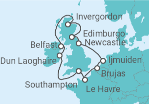 Itinerario del Crucero Islas Británicas: Inglaterra, Irlanda y Escocia - NCL Norwegian Cruise Line