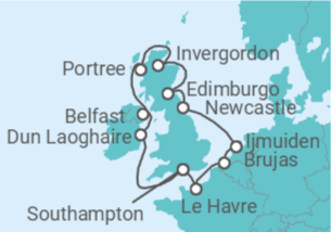 Itinerario del Crucero Islas Británicas: Inglaterra, Irlanda y Escocia - NCL Norwegian Cruise Line