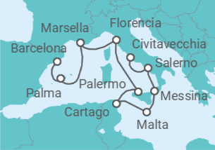 Itinerario del Crucero Italia, Malta, Francia, España - NCL Norwegian Cruise Line