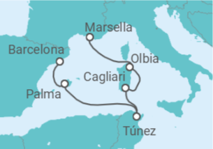 Itinerario del Crucero Escapada Mediterránea - Corazul Cruceros