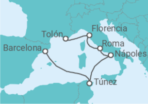 Itinerario del Crucero Legados del Mediterráneo desde Tolón - Corazul Cruceros