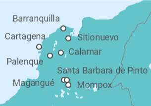 Itinerario del Crucero La magia de Colombia - AmaWaterways