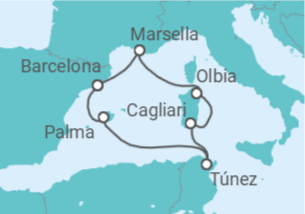 Itinerario del Crucero Escapada Mediterránea - Corazul Cruceros