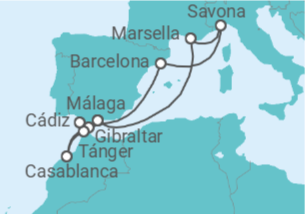 Itinerario del Crucero España, Gibraltar, Marruecos, Francia - Costa Cruceros
