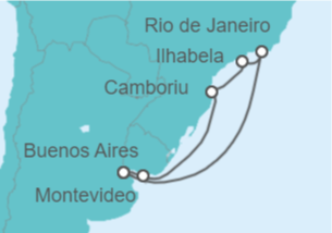 Itinerario del Crucero Uruguay, Brasil TI - Costa Cruceros