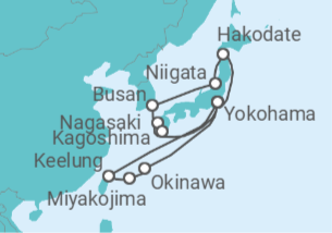 Itinerario del Crucero Gran Círculo Japón con Okinawa y Taiwán - Princess Cruises