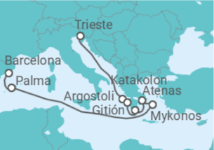 Itinerario del Crucero Islas paradisíacas del Mediterráneo - Regent Seven Seas