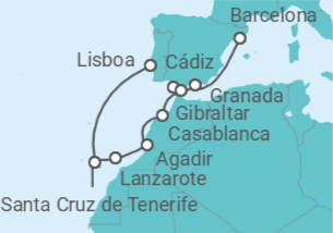 Itinerario del Crucero España, Marruecos y Gibraltar - NCL Norwegian Cruise Line