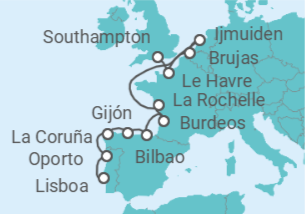 Itinerario del Crucero Europa: Francia, España y Bélgica - NCL Norwegian Cruise Line