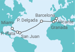 Itinerario del Crucero Puerto Rico, Portugal, España - NCL Norwegian Cruise Line