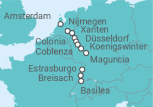 Itinerario del Crucero Los tesoros del Rin  - Con vuelos - CroisiEurope