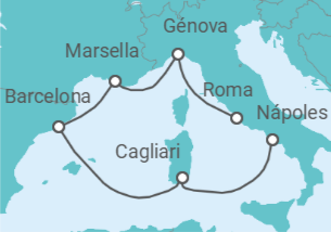 Itinerario del Crucero Italia, Francia, España TI - Costa Cruceros