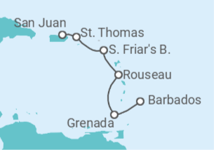 Itinerario del Crucero Caribe Oriental con San Cristóbal - Princess Cruises