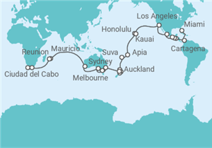 Itinerario del Crucero Segmento de vuelta al mundo: de Fort Lauderdale a Ciudad del Cabo - Princess Cruises