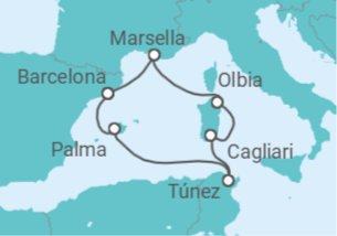 Itinerario del Crucero Escapada Mediterránea TI - Corazul Cruceros