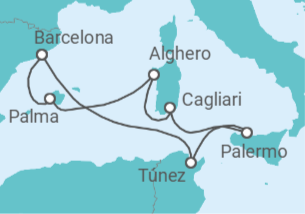 Itinerario del Crucero Mediterráneo 2027 TI - Corazul Cruceros