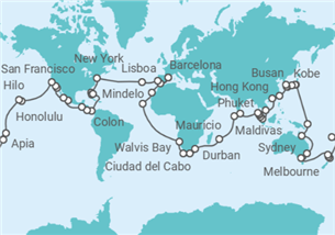 Itinerario del Crucero Vuelta al mundo 2028 - Costa Cruceros