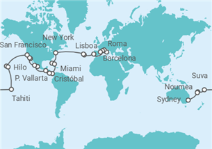 Itinerario del Crucero Tramo de Vuelta al mundo: De Civitavecchia a Sydney - Costa Cruceros